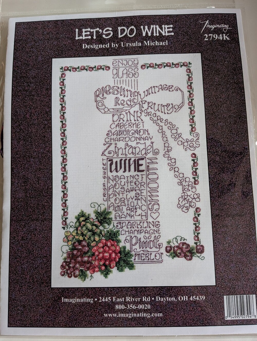 Let's Do Wine Cross Stitch Kit by Ursula Michael and Imaginating #2794 NEW